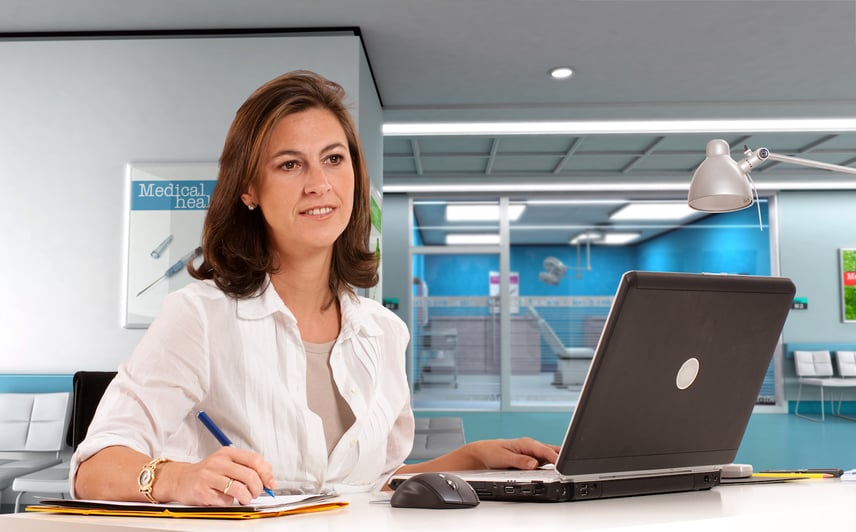 Admissions desk at the hospital