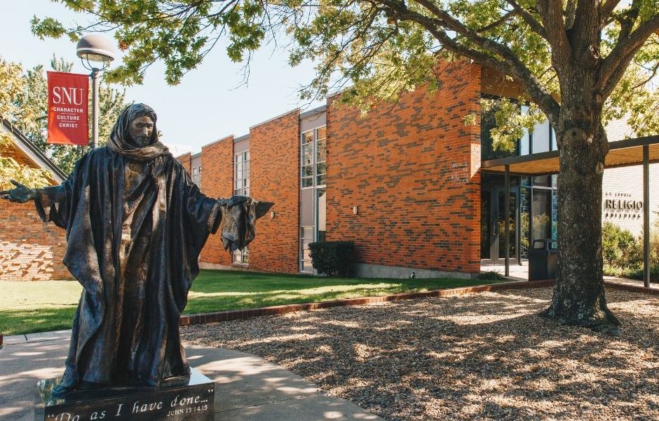 Statue of Jesus outside SNU's campus