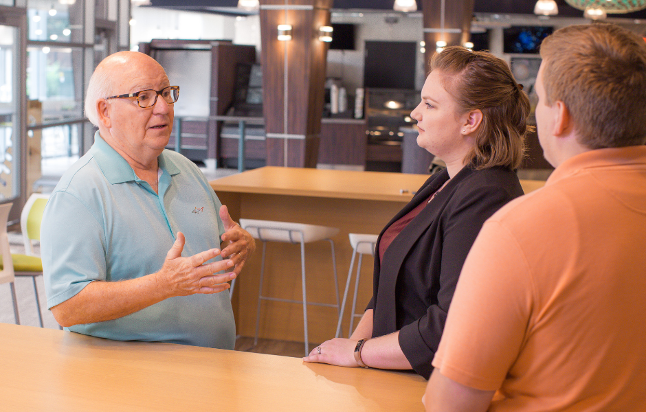 Chaplain Doug Samples talking with students