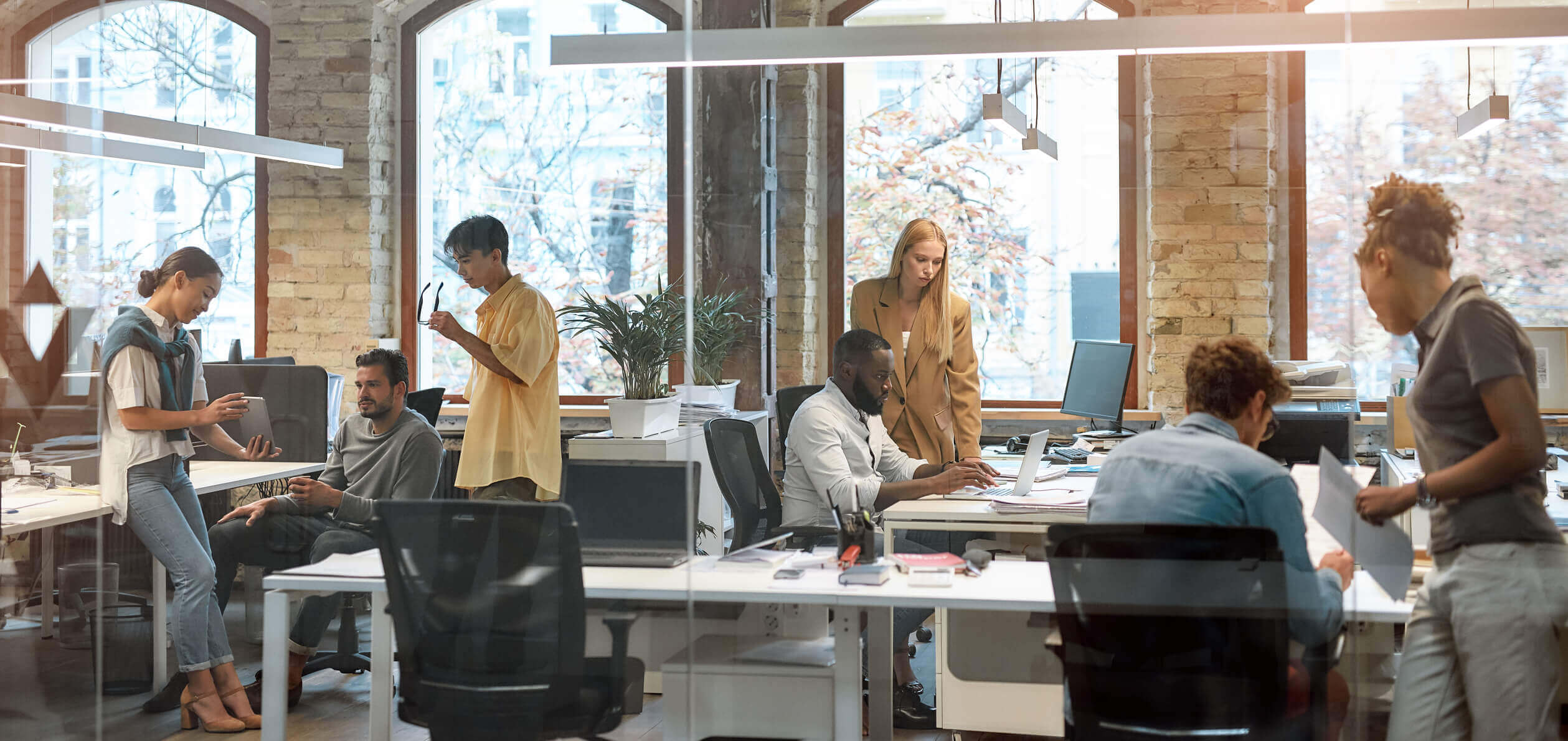 People working in a modern office